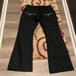 Wide leg dark denim